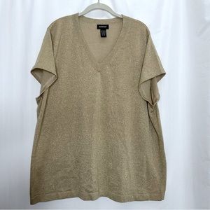 Avenue metallic gold knit top short sleeve